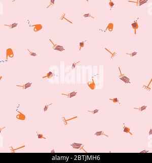 gardening tools seamless vector pattern Stock Vector