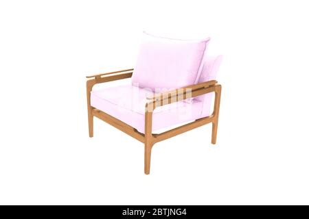 Pink armchair. Modern designer chair on white background. Texture chair. Stock Photo
