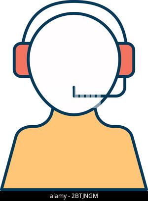 Avatar operator with headphone line and fill style icon vector design Stock Vector