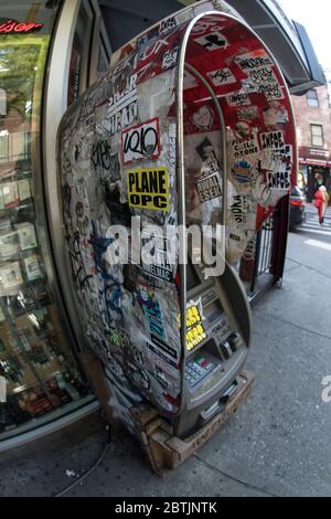 New York, New York, USA. 25th May, 2020. Grafitti during the COVID-19 pandemic on an ATM machine. Credit: Billy Tompkins/ZUMA Wire/Alamy Live News Stock Photo