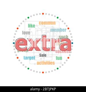 Text extra. Business concept . Word collage with different association terms Stock Photo