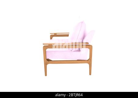 Pink armchair. Modern designer chair on white background. Texture chair. Stock Photo