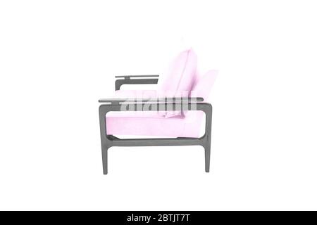 Pink armchair. Modern designer chair on white background. Texture chair. Stock Photo