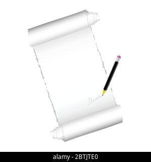 paper roll with black pen illustration vector on white Stock Vector