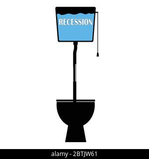 recession on toilet vector illustration Stock Vector