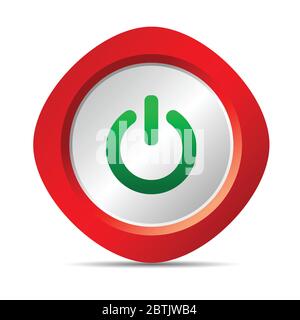 power button art vector illustration in red color Stock Vector