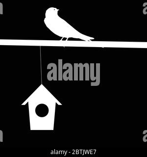 sparrow and house vector illustration Stock Vector