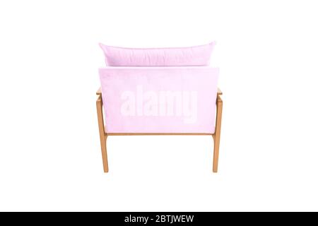 Pink armchair. Modern designer chair on white background. Texture chair. Stock Photo