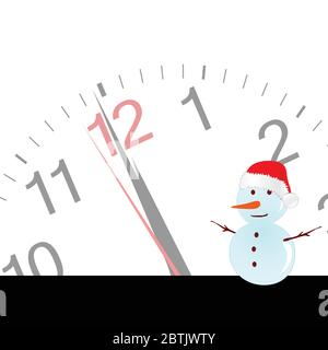 snowman with clock vector illustration Stock Vector