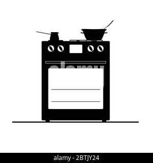 stove black and white vector illustration on a white Stock Vector