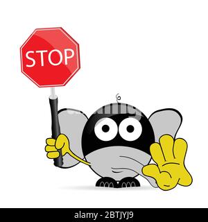 sweet and cute elephant with sign stop vector Stock Vector