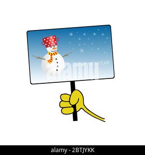 happy new year with snowman vector illustration Stock Vector