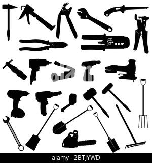 tools vector silhouette illustration on white background Stock Vector