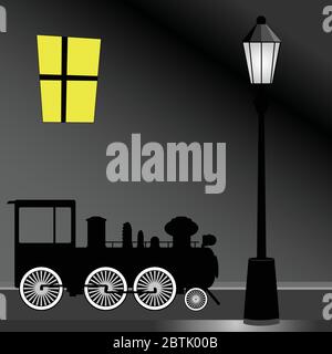 tram with street light color vector illustration Stock Vector