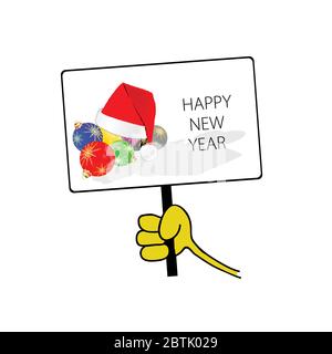 happy new year in hand color vector illustration Stock Vector