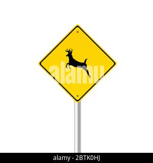 traffic sign with deer color vector illustration Stock Vector