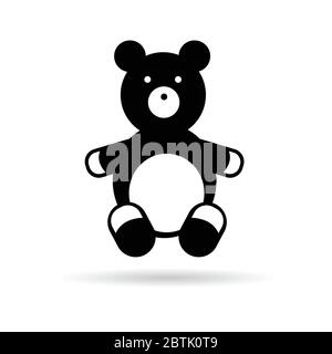 teddy bear, black and white vector cartoon illustration Stock Vector ...