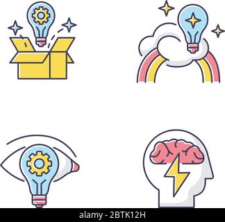 Creative mindset RGB color icons set Stock Vector