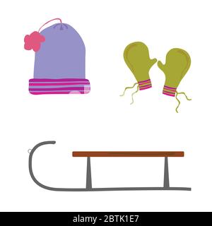 winter equipment color vector illustration Stock Vector