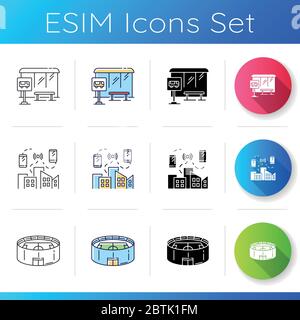 Urban structure icons set Stock Vector