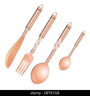 vector illustration of spoon fork and knife on white background Stock Vector