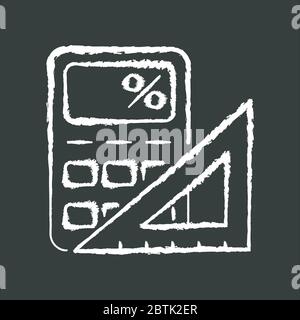 Mathematics chalk white icon on black background Stock Vector