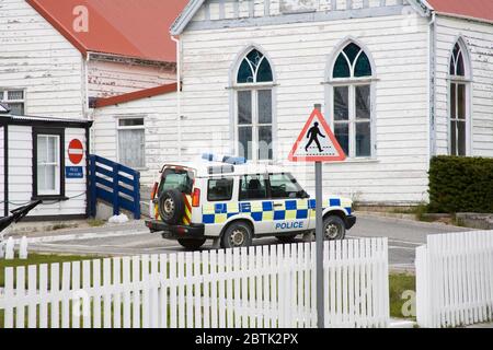 Police Station in Port Stanley, Falkland Islands (Islas Malvinas), United Kingdom, South America Stock Photo