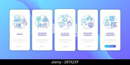 Worldwide exchange onboarding mobile app page screen with concepts Stock Vector