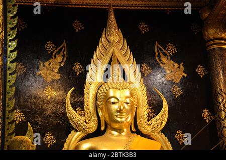 Famous golden buddha statue Phra Phuttha Chinnarat at Wat Phra Si Ratana Mahathat in Phitsanulok Stock Photo