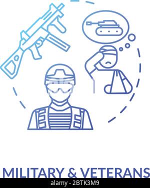 Military and veterans social service concept icon Stock Vector