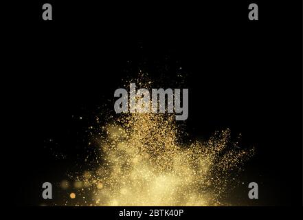 Gold glitter dust texture . Design element golden explosion grainy abstract background. Vector illustration Stock Vector