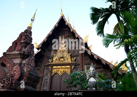 Wat Phan Tao in Chiang Mai - a temple made out of teak wood Stock Photo