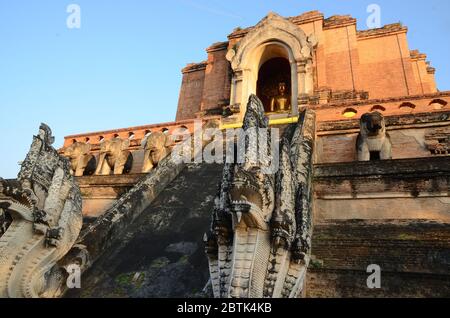 Ruins of Phra That Chedi Luang - once the biggest chedi in Chiang Mai region Stock Photo