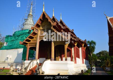 Beautiful viharn at Wat Phra Singh in Chiang Mai Stock Photo