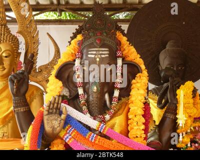 Statue of Ganesha, the mystique elephant, in a temple in Ayutthaya Stock Photo