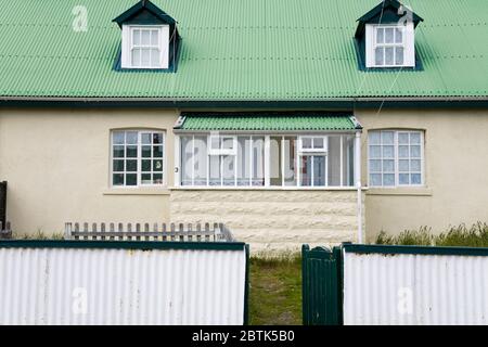 Houses on Ross Road in Port Stanley, Falkland Islands (Islas Malvinas), United Kingdom, South America Stock Photo