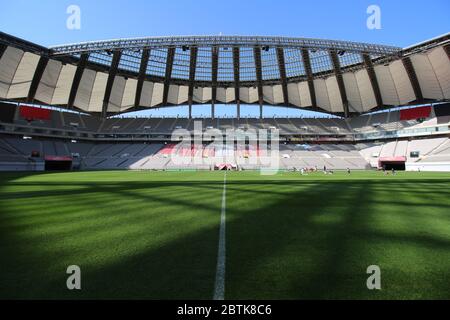 Seoul World Cup Stadium, Taken from the pitch on a sunny day. Seoul, South Korea Stock Photo