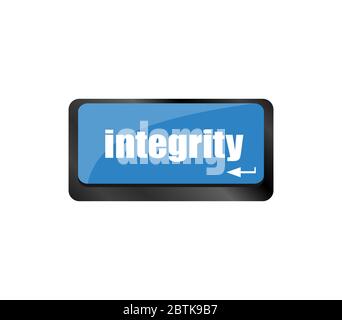 A computer keyboard with keys spelling integrity, Learn concept Stock Photo