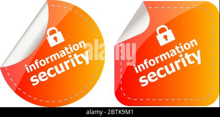 information security stickers label tag set isolated on white Stock Photo