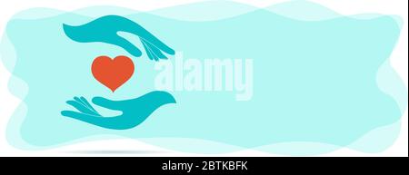 Volunteer donation or solidarity charity concept. Voluntary assistance and support service. Symbol hand giving and hand receiving. Volunteers Stock Vector
