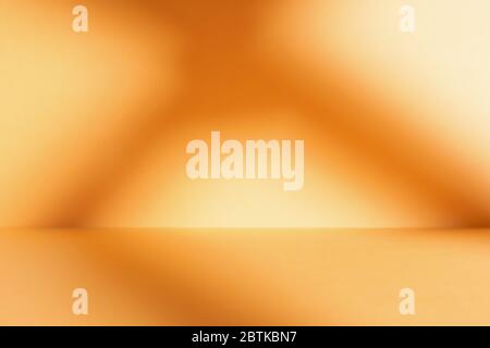 Empty golden scene with deep window shadow gradient. Minimalistic space concept Stock Photo