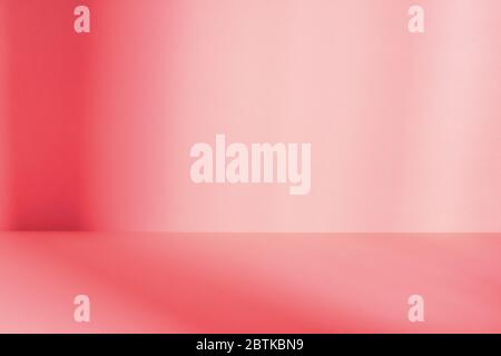 Empty pink studio space with deep windows shadow. Sparse template and background Stock Photo