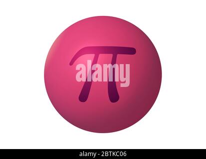 Greek letter Pi written on a red ball isolated on white background Stock Photo