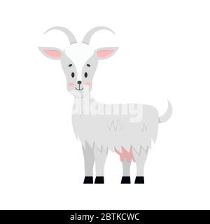 Cute farm goat vector icon isolated on white background. Stock Vector