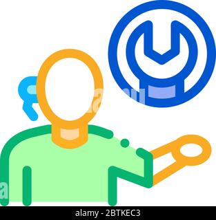 contact help setting problems icon vector outline illustration Stock Vector