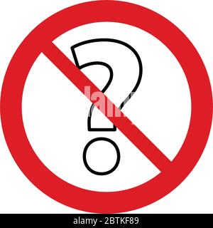 No question icon. The red circle prohibiting sing Stock Vector
