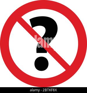 No question icon. The red circle prohibiting sing Stock Vector