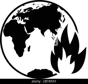 earth on fire icon save planet earth Stock Vector