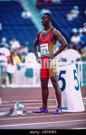 Sequence of Michael Johnson (USA) starting  the 400 meters Final at the 1996 US OLympic Track and Field Team Trials SEQ1 1 of 12 Stock Photo