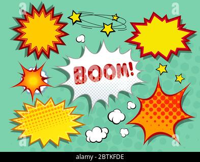 collection of visualization of sound effects for comics Stock Vector